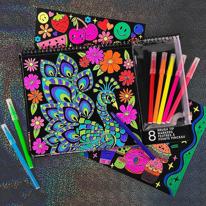 Fashion Angels Color Pop Poster Set, Includes 18 Posters & 8 Brush Tip Markers for Kids, Tweens & Teens, Perfect for Arts & Crafts, Coloring & DIY Room Decor