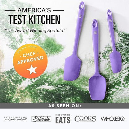 DI ORO Silicone Spatula Set - Rubber Kitchen Spatulas for Baking, Cooking, & Mixing - 600°F Heat-Resistant & BPA Free Silicone Scraper Spatulas for Nonstick Cookware - Dishwasher Safe (4pc, Lavender)