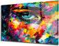 SpiritualHands Women Eye Glass Wall Art Oil Painting for Living Room, Tempered Glass Modern Prints Decor, Large Vivid Color Panel for Bedroom, Kitchen, or Office