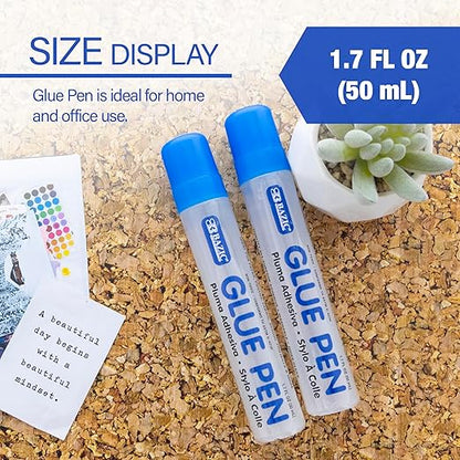 BAZIC Products Washable Glue Pen 1.7 Oz. (50 mL), Liquid Clear Glues Bond Adhesive for Art Crafts Project at School Home Office (2/Pack), 2-Pack