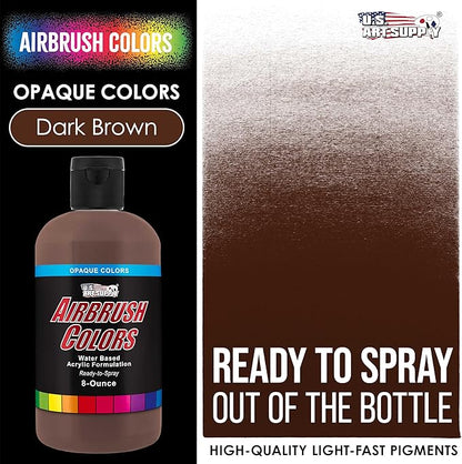 U.S. Art Supply Opaque Dark Brown Acrylic Special Effects Airbrush Paint - 8oz Ready to Spray Air Brush Paint for Nails, Models, Fabric - Water-Based Air Brush Painting