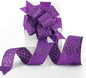 HUIHUANG Purple Wired Ribbon for Christmas Tree 2.5 inch Purple Glitter Diamond Mesh Ribbon for Tree Decoration, Wreaths, Garland, Gift Wrapping, Large Bows Making, Halloween Decor -10 Yards