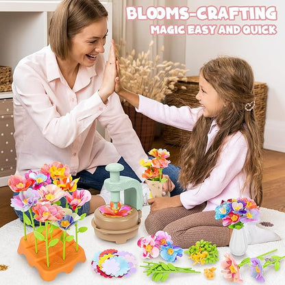 Fabric Flower Bouquets Toys, DIY Craft Kits Toys for Kids - Flowers Market Toy, Build Your Flower Bouquet, Arts & Crafts for 4 5 6 7 8 Year Toddler Girl, Educational Activity Preschool B-Day Gifts