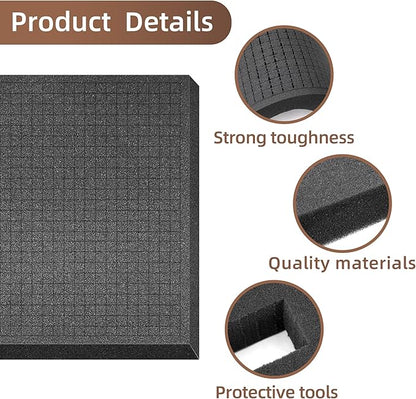 DECOHS 4 Pcs Pick and Pluck Foam Insert - 12 x 12 x 2 Inch Pre Cube Sheet Foam with Bottom Use for Board Game Box Cases Storage Drawer