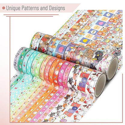Mr. Pen- Cute Washi Tape for Journaling, 24 Rolls (12 x 7.5mm Wide & 12 x 15mm Wide), 3 Meter/Roll, Decorative Gold Foil Washi Tape Set, Halloween Supplies