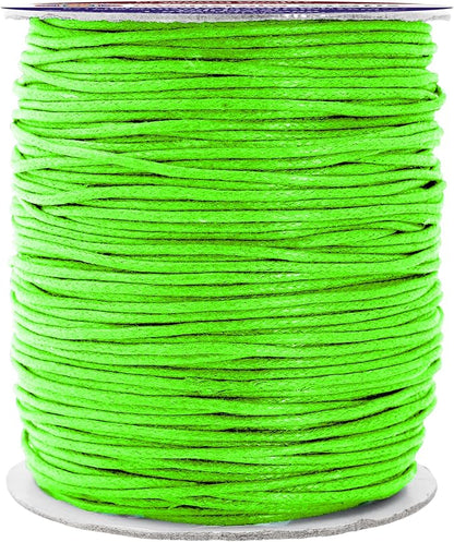 Mandala Crafts 1.5mm 109 Yards Lime Green Cotton Waxed Cord for Jewelry Making Bracelet Cord Waxed String - Beading String Thread Jewelry Cords for Necklaces String