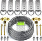 Heavy Duty Picture Wire Hanging Kit - D-Ring, Screws, Hanging Hooks,Level. Supports up to 100 lbs 50+ Feet (15.25M) Stainless Steel Wire Hanger