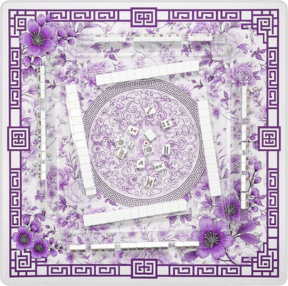 Mahjong Mat for Table 33x33 Inch, No-Crease, Anti-Slip, Noise-Reducing American Mahjong Mat, Mahjong Table Mat with Carry Bag,Neoprene Mahjong Mat for Poker, Card, Board(Purple)