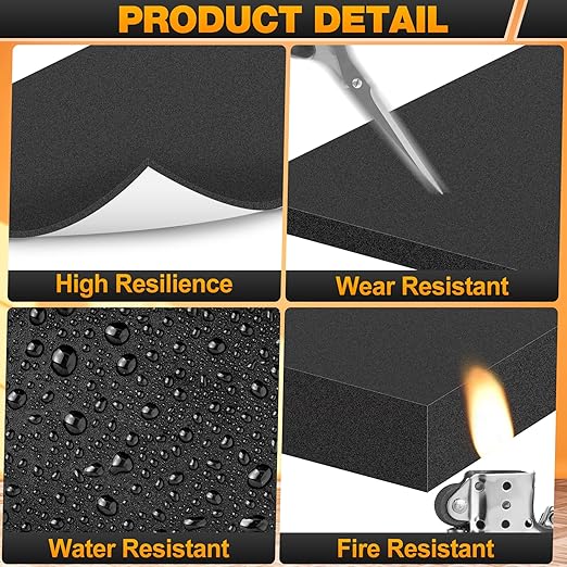 MYFAMIREA 8 PCS Adhesive Foam Padding Sheets Closed Cell Self Adhesive Sticky Foam Pads, 1/8" Thick 4'' x 4'' Neoprene Rubber Sheets Non-Slip Insulation Pads Vibration for Furniture Crafts Cars, Black