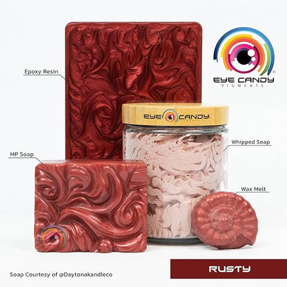 Eye Candy Premium Mica Powder Pigments | Multipurpose DIY Arts and Crafts Additive | Acrylic, Woodworking, Bath Bombs, Resin, Epoxy, Soap, Fishing Lures (Rusty)