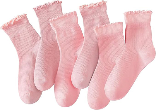 Hstyle 6 Pairs of Ruffle Socks Women, Cute Ruffle Ankle Socks