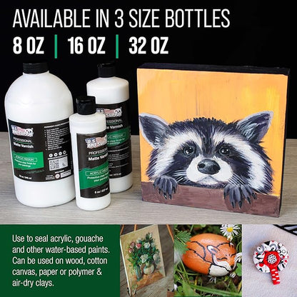 U.S. Art Supply 8 oz Matte Acrylic Varnish for Acrylic Painting, Permanent Clear Protection, Reduces UV & Photography Glare