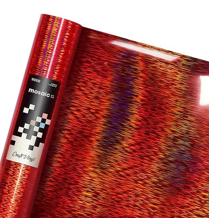 Mosaic+ Red Brushed Holographic 1ft x 5ft Crafting Vinyl Crinkle-Free 8yr UV Finish Crafting Vinyl, by VViViD