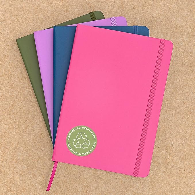 PAPERAGE Recycled Lined Journal Notebook, (Kraft), 160 Pages, Medium 5.6 in x 8 in - 100 GSM Thick Paper – College Ruled, Hardcover Journaling Notebook for Work, School & Note Taking