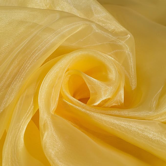 Fynite Organza Fabric - 1 Yard Long, 44" Wide, Bridal Solid Sheer Organza Bolt for Wedding Dress Fashion Craft Decorations - Gold