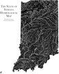 Muir Way Hydrological River Map of Indiana - Watershed Topographic Wall Art for Home, Office, or Travel Decor - Unframed Flat Paper Print, 24x30