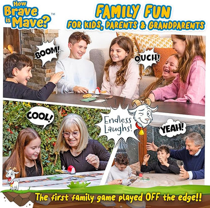 How Brave is Mave? - The First Table-Edge Stack Game, Card-Balancing, Goat-Saving Mayhem - Great for Family Game Night, Ages 6-99, Competitive and Collaborative - Laugh, Stack, and Topple
