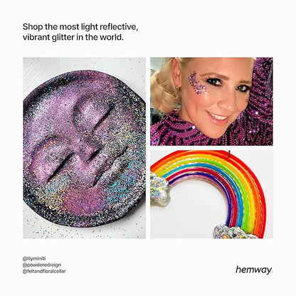 Hemway Polyurethane & Epoxy Resin Glitter 100g / 3.5oz Metallic Crystal Flake Additive for Flooring Jewelry Tumblers Glass Pigment - Chunky (1/40" 0.025" 0.6mm) - Fluorescent Purple