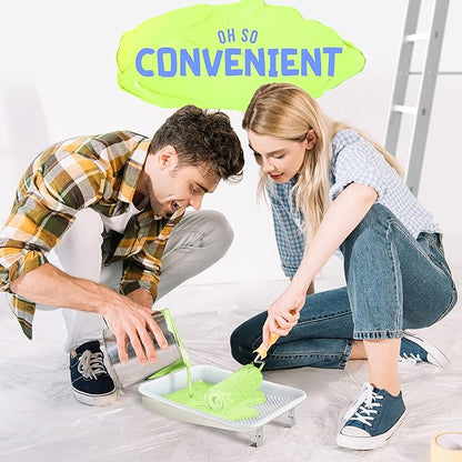 Paint Tray Liners, 1-Qt. Paint Capacity, Overlapping Edges, Fits 9” Metal Paint Trays, Dotted Ramp for Easy Rolling, (10)