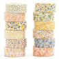 12 Rolls Charming Washi Tape Set Gold Silver Foil Detailing Arts Adhesive Tapes Basic Patterns Decorative Masking Tape Sets for Craft, Kids, Scrapbook, DIY, Gift Wrapping (Spring Bloom)