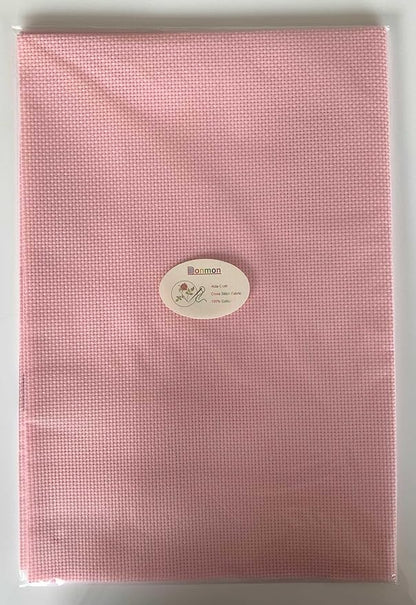 Aida Cloth 11 Count Cross Stitch Fabric,19×28inch (11CT,Pink)