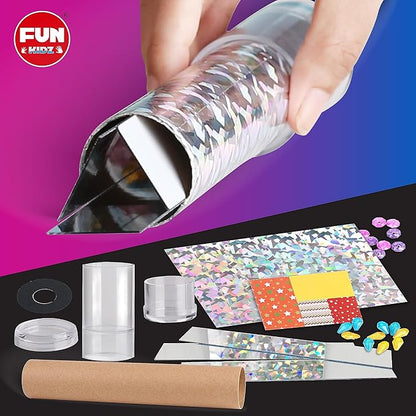 Twins Kaleidoscope Kit for Kids, FunKidz DIY Kaleidoscope Making Craft Kit with Prism Gift Optical Illusion Science Experiment Educational STEM Toy