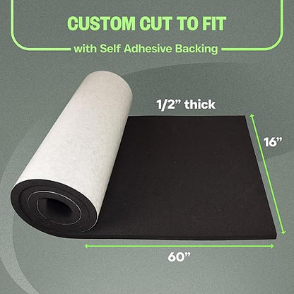 XCEL Foam Roll with Self Adhesive – Black, 60" x 16" x 1/2" Closed Cell Foam Rubber Water Resistant Padding Sheet – Home, Marine, Garage, Auto Insulation & Cosplay (Black, 60" x 16" x 1/2")