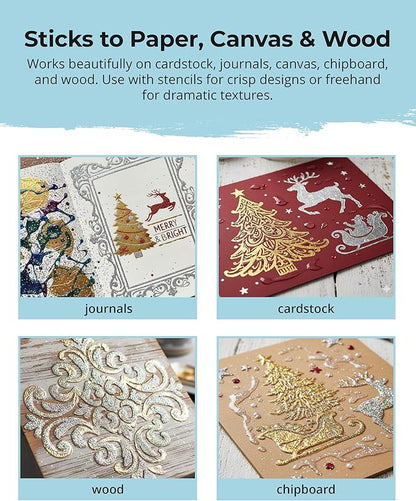 The Crafter’s Workshop – Tacky-When-Dry Gel Medium, Foil Adhesive for Paper Crafts, Journaling & Mixed Media | Dries Clear & Tacky for Glitter, Gilding & Mica Effects, 2 oz Jar