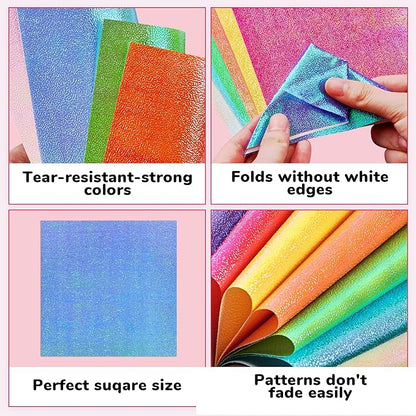 Textured Origami Paper 6x6 Inches - 50 Sheets Durable and tear-resistant with Artistic Patterns - Premium Craft Paper for Beginners & Experts, Ideal for Scrapbooking, Card Making and DIY Crafts