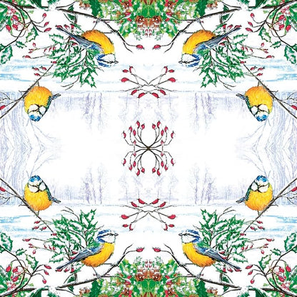 20-ct 13x13 Christmas Paper Decoupage Napkins, 3-Ply Servilletas Tissue Napkin for Dinner and Parties, Disposable Napkins (Winter Tits)