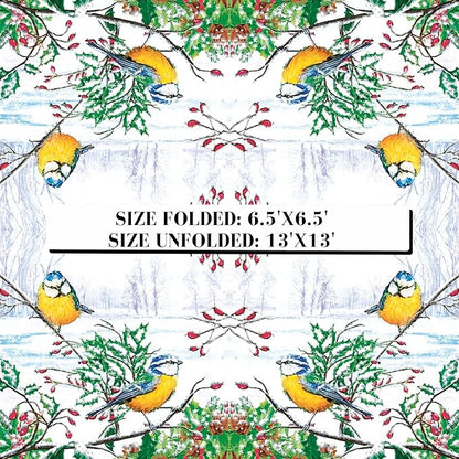20-ct 13x13 Christmas Paper Decoupage Napkins, 3-Ply Servilletas Tissue Napkin for Dinner and Parties, Disposable Napkins (Winter Tits)