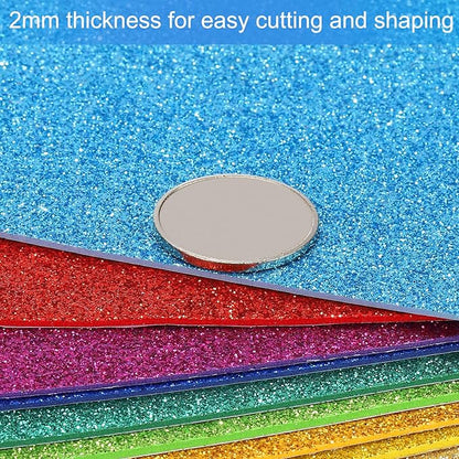 PATIKIL 2mm(1/10") Thick Non Adhesive Glitter Foam Sheet 16x24inch(40x60cm) Green, EVA Shiny Foam Board for Craft, 6 Pcs