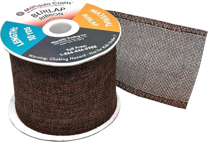Mandala Crafts Brown Burlap Ribbon 3 Inches Wide Jute Ribbons for Crafts - 20 Yds Roll Rustic Burlap Wrap Trim Ribbons for Wreaths Bows Wedding Party Decoration
