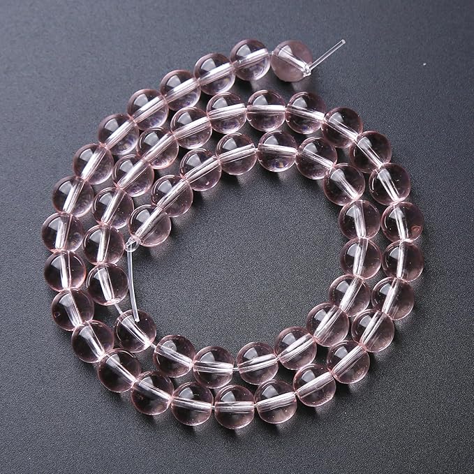 36pcs 10mm Pink Crystal Glass Beads Round Loose Spacer Beads for Jewelry Making DIY Bracelet Necklace Healing Power Stone Beads (Pink Crystal Glass, 10mm)