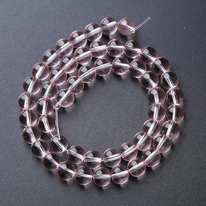 60pcs 6mm Pink Crystal Glass Beads Round Loose Spacer Beads for Jewelry Making DIY Bracelet Necklace Healing Power Stone Beads (Pink Crystal Glass, 6mm)