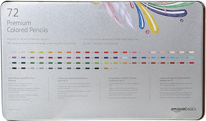 Amazon Basics Colored Pencils for Coloring and Drawing, Premium, Soft Core, Back to School Supplies, 72 Count (Pack of 1), Multicolor