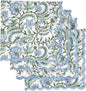 Ridhi Columbia BlueHand Block Print Napkins 18" x 18" Set of 4 Reusable Cotton Dinner Napkins for Weddings, Parties & Everyday Dining, Thanksgiving, Christmas, Fall