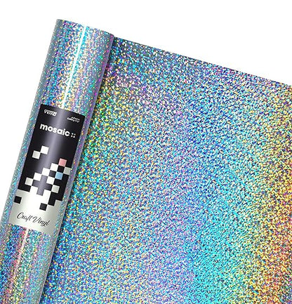 VViViD Mosaic+ Glitter Holographic Crafting Vinyl, 3ft x 1ft, 7 Color Bundle, with Transfer Paper