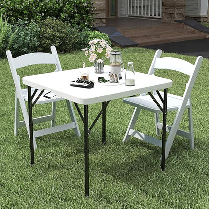 34" Square Folding Table, Portable Plastic Card Table with Handle and Removable Legs for Indoor Outdoor Picnic Party Dining Camping Wedding