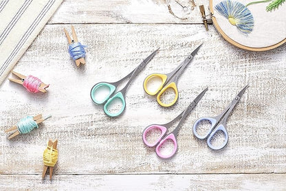 Beaditive Sewing and Embroidery Scissors Set (2 pcs) Curved and Straight, Sharp, Stainless-Steel Design | Precision Tips, Ergonomic Rubber Handle Grip | Small, Compact DIY Use (Extra Sharp)