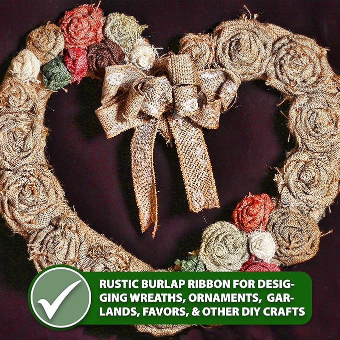 Mandala Crafts Yellow Burlap Wired Ribbon 1 Inches Wide Jute Ribbons for Crafts - 10 Yds Roll Rustic Burlap Wrap Trim Ribbons for Wreaths Bows Party Decoration