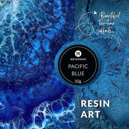 MEYSPRING Pacific Blue Epoxy Resin Color Pigment - 50 Grams - Great for Resin Art, Epoxy Resin, and UV Resin - Mica Powder for Epoxy Resin