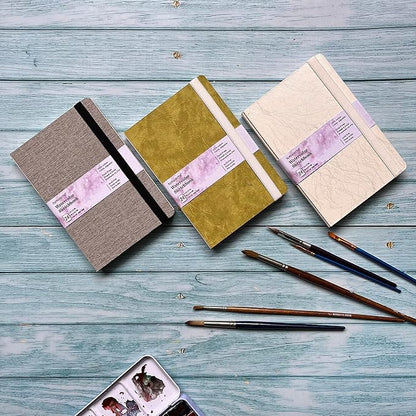 tumuarta Watercolor Sketchbook, 7.5x5, 140 LB, 300GSM, 100% Cotton Paper, Cold Press, 24 Sheets,48 Pages, Watercolor Journal for Use As Travel Sketch Book and Mixed Media Pad On The Go