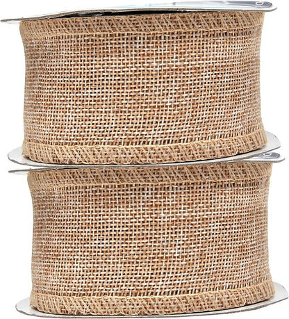 Mandala Crafts Natural Burlap Ribbon 2 Inches Wide Jute Ribbons for Crafts - 20 Yds Roll Rustic Burlap Wrap Trim Ribbons for Wreaths Bows Wedding Party Decoration