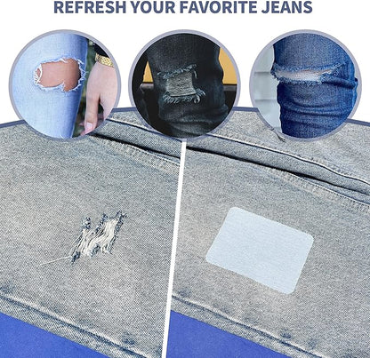 KING MOUNTAIN Iron-on Repair Patch 20 Pcs Pack,Denim Patches for Jeans Kit 3" by 4-1/4", 100% Cotton Denim Iron-on Repair Patch,Jeans and Clothing Repair and Decoration Kit (Five Color)