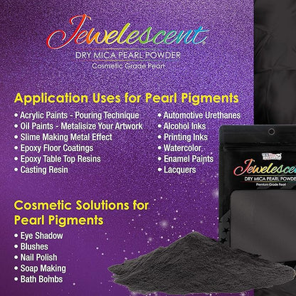 U.S. Art Supply Jewelescent Mica Pearl Pigment Powder Kit, 12 Deluxe Colors, 3.5 oz (100g) Pouches - Cosmetic Grade, Epoxy Resin Color Pigment, Mica Powder for Resin, Soap, Slime, Candle Dye, Art