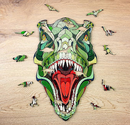 EWA Home Décor – T-Rex Small 80 Pieces – Wooden Jigsaw Puzzle for Adults – Perfect for Artistic Home Decoration and Mindful Relaxation