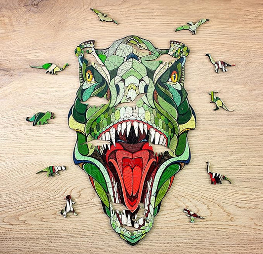 EWA Home Décor – T-Rex Small 80 Pieces – Wooden Jigsaw Puzzle for Adults – Perfect for Artistic Home Decoration and Mindful Relaxation