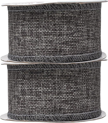Mandala Crafts Gray Burlap Ribbon 2 Inches Wide Jute Ribbons for Crafts - 20 Yds Roll Rustic Burlap Wrap Trim Ribbons for Wreaths Bows Wedding Party Decoration