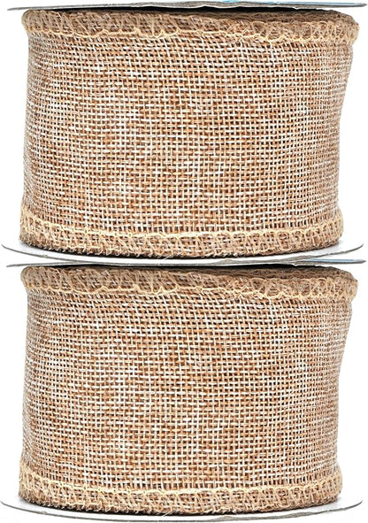 Mandala Crafts Natural Burlap Ribbon 2.5 Inches Wide Jute Ribbons for Crafts - 20 Yds Roll Rustic Burlap Wrap Trim Ribbons for Wreaths Bows Wedding Party Decoration